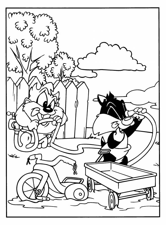 Coloriage et dessins gratuits Taz et Sylvestre dans Looney Tunes à imprimer