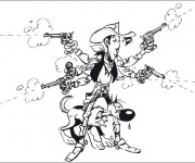 Coloriage Cowboy Lucky Luke et son Chien Sheriff