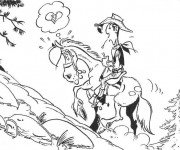 Coloriage et dessins gratuit Lucky Luke amoureux à imprimer