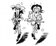 Coloriage Lucky Luke et La Poursuite des Criminels