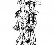 Coloriage et dessins gratuit Lucky Luke et son Cheval Jolly à imprimer