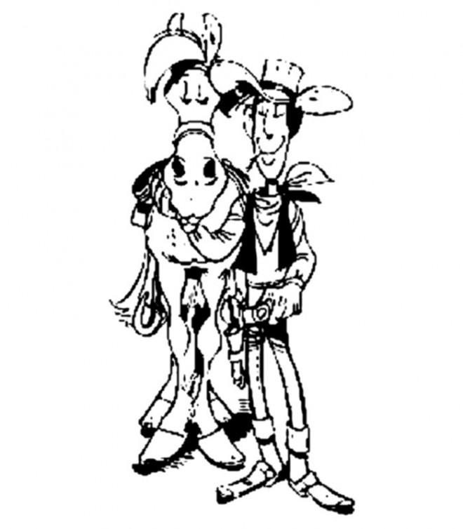 Coloriage et dessins gratuits Lucky Luke et son Cheval Jolly à imprimer