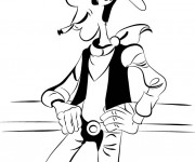 Coloriage Lucky Luke Fume sa Cigarette