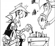 Coloriage Lucky Luke joue L'&eacute;chec avec Jolly