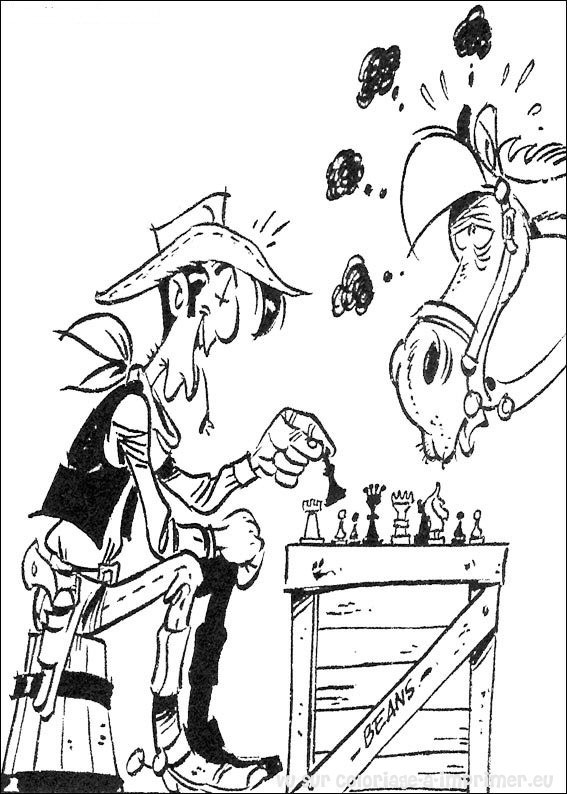 Coloriage et dessins gratuits Lucky Luke joue L'échec avec Jolly à imprimer