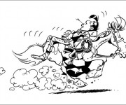 Coloriage Lucky Luke sur son Cheval tr&egrave;s rapide