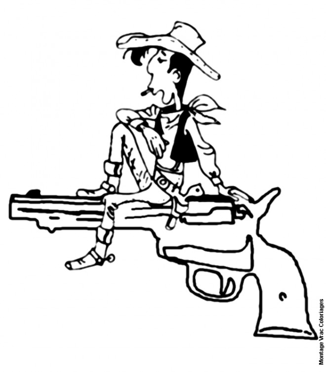 Coloriage et dessins gratuits Lucky Luke sur son Pistolet à imprimer