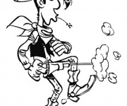 Coloriage Lucky Luke tire plus vite que son ombre