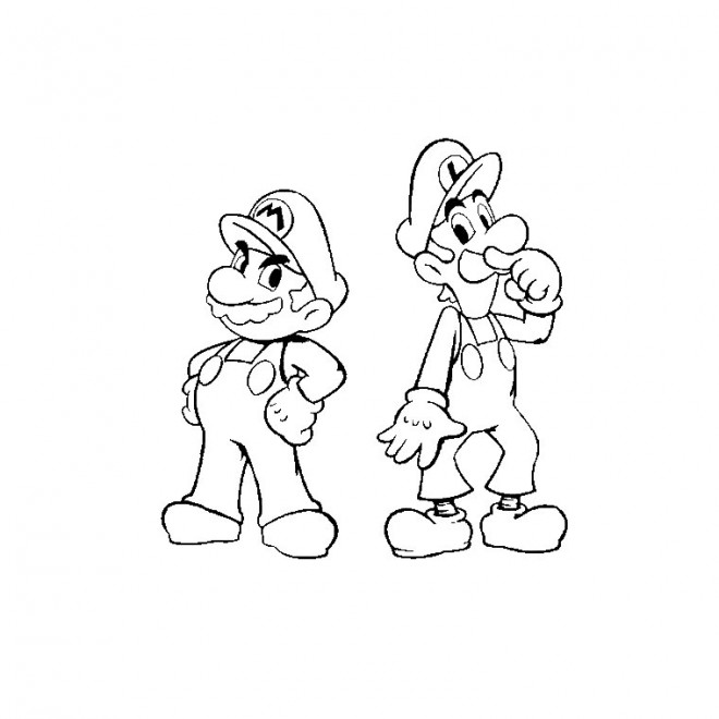 Coloriage et dessins gratuits Coloriage Luigi et Mario à imprimer