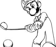 Coloriage Le frère de Mario, Luigi joue au Golf