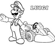 Coloriage Luigi devant sa voiture de course