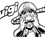 Coloriage Luigi en noir et blanc