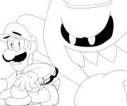 Coloriage Luigi et combat contre le Roi Boo
