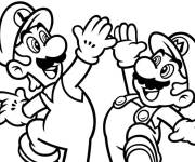 Coloriage Luigi et Mario apr&egrave;s la victoire