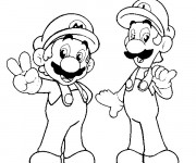 Coloriage Luigi et Mario facile à colorier