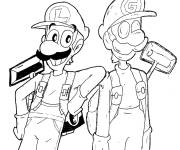 Coloriage Luigi et Mario rigolos