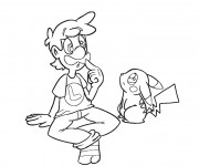 Coloriage Luigi et Pokémon