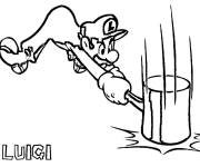 Coloriage Luigi frappe avec un marteau
