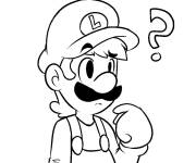 Coloriage Luigi ne sait pas comment sauver la princesse
