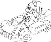 Coloriage Luigi sur la piste de course Mario kart