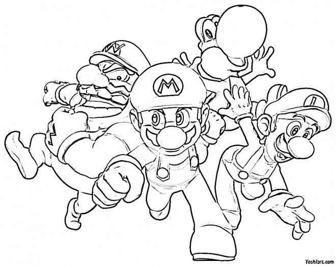 Coloriage Mario et ses amis dessin gratuit à imprimer