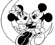 Coloriage et dessins gratuit Mickey et Minnie Mouse amoureux à imprimer