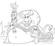 Coloriage Alex avec ses amis malgaches