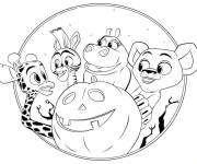 Coloriage Les personnages de Madagascar pendant l'Halloween