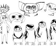 Coloriage Les pingouins avec le roi Julian