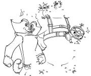 Coloriage Les pingouins de Madagascar &agrave; compl&eacute;ter 