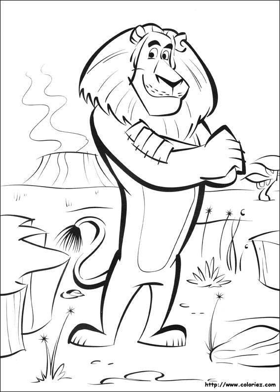 Coloriage et dessins gratuits Madagascar 3 et le lion à imprimer