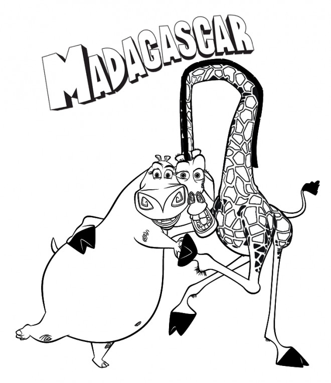 Coloriage et dessins gratuits Madagascar Melman et Gloria à imprimer