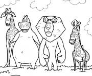 Coloriage Melman, Gloria, Alex et Marty