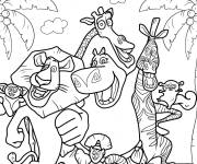 Coloriage Poster des h&eacute;ros du film Madagascar