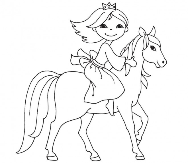 Coloriage et dessins gratuits Petite Princesse sur cheval à imprimer