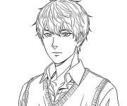 Coloriage Beau Gar&ccedil;on de Manga