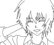 Coloriage et dessins gratuit Beau gar&ccedil;on de manga souriant à imprimer