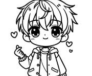 Coloriage Chibi Gar&ccedil;on anime adorable