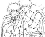 Coloriage Deux gar&ccedil;ons Mojo et Katsuki de manga