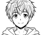 Coloriage Gar&ccedil;on anime gentil