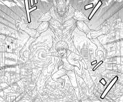 Coloriage Gar&ccedil;on d'anime en sc&egrave;ne &eacute;pique