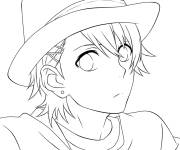 Coloriage Gar&ccedil;on d'anime portant un chapeau