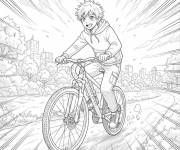 Coloriage Gar&ccedil;on de manga &agrave; v&eacute;lo