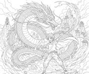 Coloriage Gar&ccedil;on de manga avec le dragon