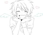 Coloriage Gar&ccedil;on de manga avec le sourire d&rsquo;ange