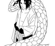 Coloriage Gar&ccedil;on de manga avec un gros serpent autour