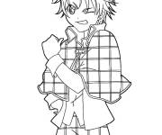 Coloriage Gar&ccedil;on de manga en v&ecirc;tements &agrave; carreaux