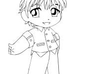 Coloriage et dessins gratuit Gar&ccedil;on de Manga mignon à imprimer