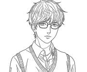 Coloriage Gar&ccedil;on h&eacute;ros de manga
