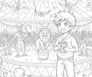 Coloriage Gar&ccedil;on Manga au Cirque